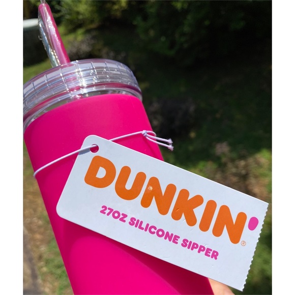 . Dunkin’ Donuts Hot Pink Silicone Sipper Tumbler - Picture 4 of 7